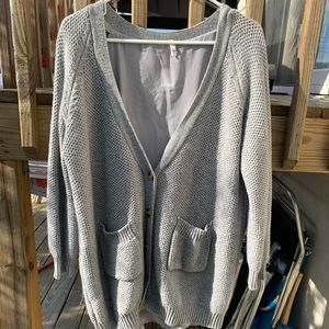 Gray button sweater
